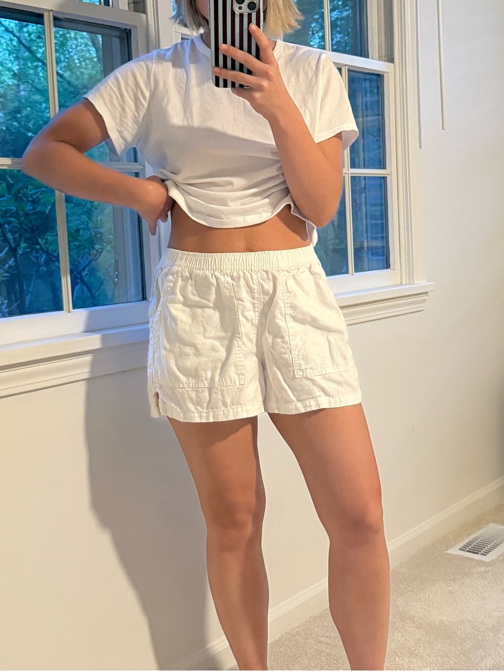 Universal Thread Cream Elastic Waist Linen Shorts